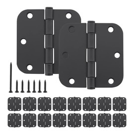 HOME MASTER HARDWARE 18 Pack Rounded Matte Black Door Hinges, 3.5 Inch Interior Door Hinges, 5/8" Radius Corners Residential Bedroom Door Hinge for Office/Bedroom/Study Living Room