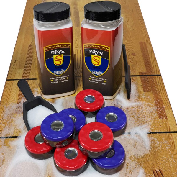 YDDS Shuffleboard Pucks w/Shuffleboard Wax High Speed (2 Cans), Mini