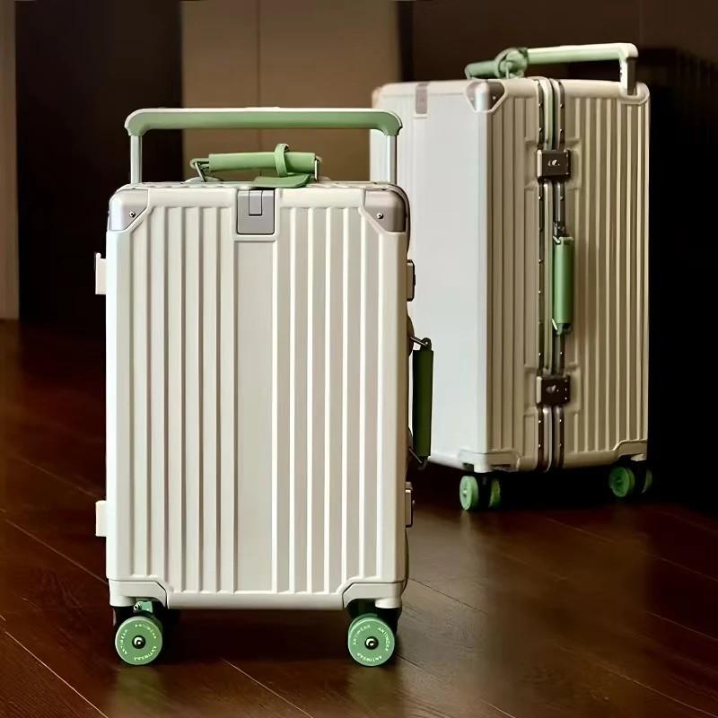 2025 Latest Aluminum Frame Luggage Full PC Suitcase Wide-trolley Carry