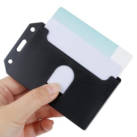 Pawfly Multi Badge Holder 2 Sided Vertical Black ABS Rigid Plastic ID Card Protector, 2 Pack