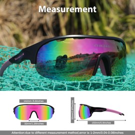 ROCKNIGHT Youth Baseball Sunglasses Sports HD Polarized Sunglasses UV Protection Outdoor Pink Mirror Sunglasses for Women