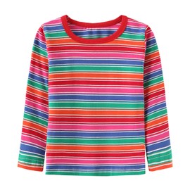 Boys Rainbow Striped Shirts Cotton Long Sleeve T-Shirts for Boys O-Neck Tops 4T