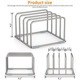 LAEMYFYRE Cutting Board Holder Stand, Chopping Board Organizer Rack with 304 Stainless Steel, Cookie Sheet Storage Organizer, 1.0 & 1.2 Inch Wide Slots (2 Pack)