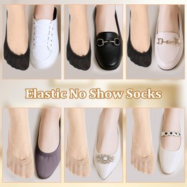 TIESOME 6 Pairs of Ankle Socks for Women, Ultra Low Cut Non-Slip Thin Inner Socks, Invisible Hidden Socks for Flat Shoes