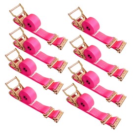 Mimanchi Heavy Duty E-Track Ratchet Straps for Trucks, 2in×15ft Cargo Straps with E-Fittings,8-Pack, 4400lbs Break Strength, Pink Tie Down Straps - E-Track Accessories for Trailers & Box Trucks