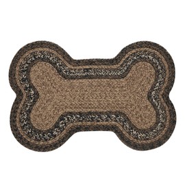 VHC Brands Espresso Indoor/Outdoor Pet Food Mat for Dogs Cats Kitchen Medium Bone Rug 15x23