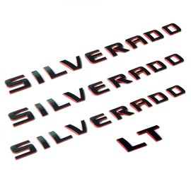 Yoaoo 4pack OEM Nameplate with LT Emblem 3D Badge Replacement for Silverado 1500 2500Hd 3500Hd Series 1999-2018 Red Line Redline Gloss