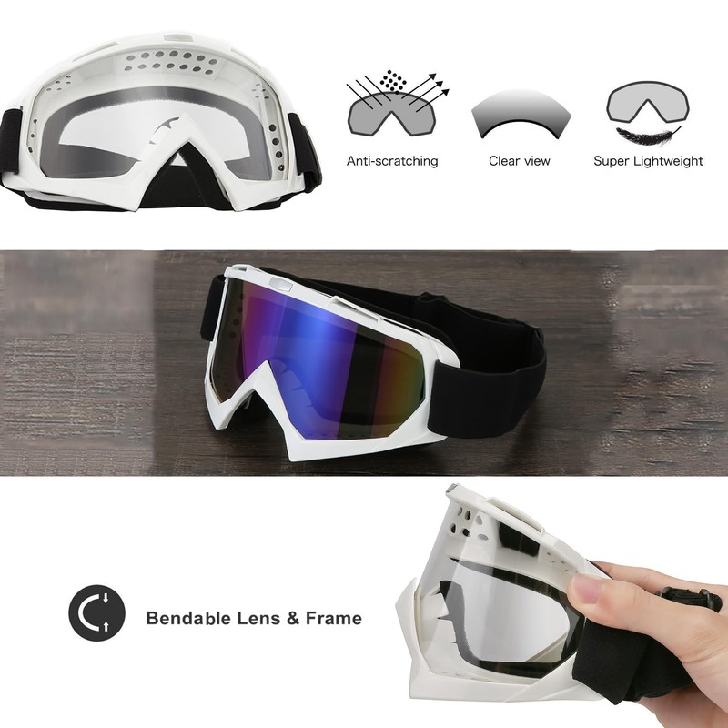 LJDJ Dirt Bike Goggles, Motorcycle Goggles 2 Pack ATV Goggles