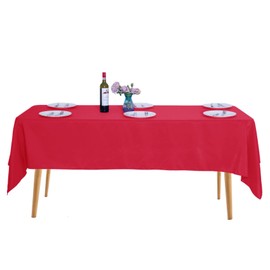 Ascoza 2pack 60x120 Inch Red Rectangular Tablecloth 6 Feet Table Cloth in Polyester Fabric for Wedding/Banquet/Restaurant/Parties