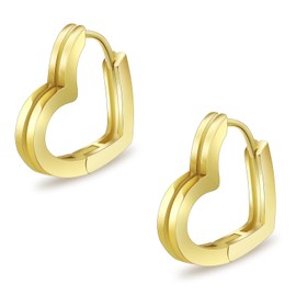 KRKC&CO Heart Hoop Earrings, 925 Silver, Women's Earrings, Heart Shape, Hypoallergenic, Hypoallergenic, Dangle Hinged Hoop Earrings, Huggie Hoop Earrings, 15 mm, Birthday Gifts for Women and Girls,