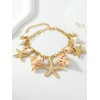 ElegGlo Shell Starfish Necklace Bracelet Conch Statement Chunky Necklace Mermaid