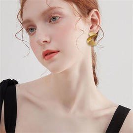 ONLYJUMP Statement Earring Gold Geometric Earrings for Women 14K Gold Plated Leaf Flower Dangle Drop Earrings Boho Exaggerated Twisted Earrings Fashion Gold Jewelry (Gold)