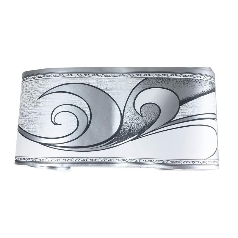Meboem 10M Royal Siver Grey Wave Patten Wallpaper Border Peel