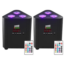 Rechargeable Wireless Par Lights 3X4W LED Uplighting RGBW 4 in 1 Stage Lights Battery Powered Remote and DMX Control Uplights for Events Party DJ Live Show Wedding Church 2Pcs
