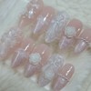 Rose Veil Cross Handmade Nail Tips Wedding Pearl Shell -