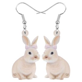 Cute Easter Basket Eggs Bunny Earrings Dangle Anime Easter Jewelry Gifts for Women Girls Decorations Charm (Beige)