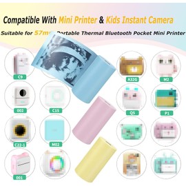 Printer Paper Roll 9 Thermal Printer Paper, Colorful Printer Paper for Mini Sticker Receipt Printer, Portable Bluetooth Pocket Printer, Mini Printer Paper Refill for Most Mini Thermal Printers