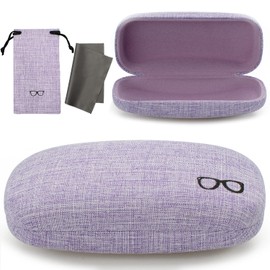 Vemiss Hard Shell Eyeglasses Cases, Linen Fabrics Protector Sunglasses Case, Large Glasses Case (Large Purple)