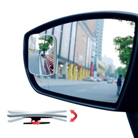 Ampper Ampper Rectangular Blind Spot Mirror, HD Glass Frameless Stick on Adjustabe Convex Wide Angle Rear View Blind Spot Car Mirror for Car Blind Spot, Pack of 2
