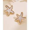 FAUTHENTICUTE White Starfish Earrings For Women With Gold Frame Large