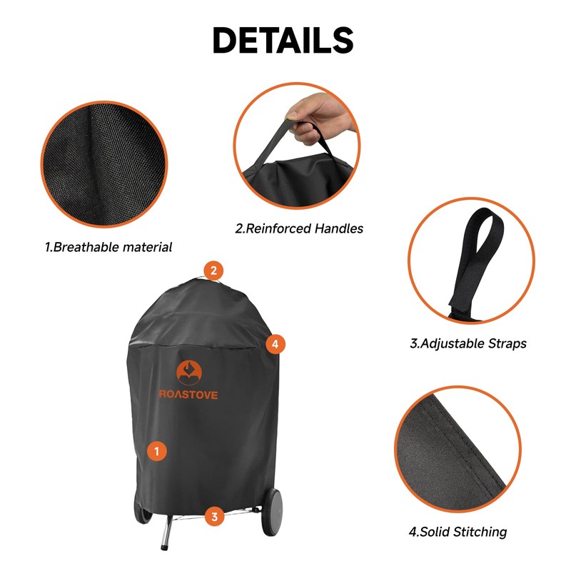 Roastove 22 Inch Charcoal Grill Cover, Premium BBQ Grill Cover