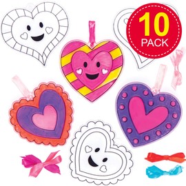 Baker Ross AT360 Heart Suncatcher Decorations - Pack of 10, Acrylic Festive Suncatchers for Creative Art and Craft Activities, to Make and Decorate…