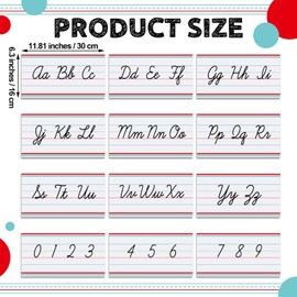 Gilprop 12 Pcs Cursive Alphabet Line Cursive Bulletin Board Set Classroom Alphabet for Wall Number and ABC Wall Decor for Preschool English Poster Kindergarten Primary School Home(Red and Blue,Fresh)