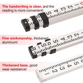 Mountlaser Aluminum Grade Rod 9Foot-10th, 3 Sections Dual Sided Telescoping Leveling Rod with Bubble Level and Carrying Case