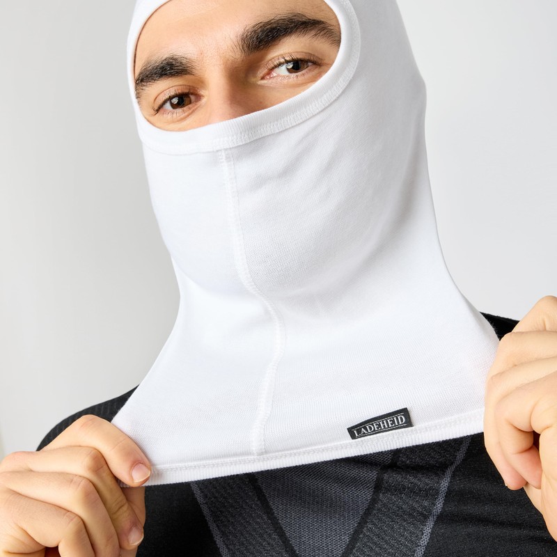 Ladeheid Ski Mask Motorcycle Balaclava Silverplus Thermoactive LA-127 - White,