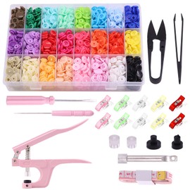 Mardatt 405 Pcs T5 Snaps Buttons with Snaps Pliers Set 24 Colors Round Plastic No-Sew Buttons and Fastener Hand Tool Setter with Clips for Sewing Clothes, Rain Coat Crafting and Other DIY
