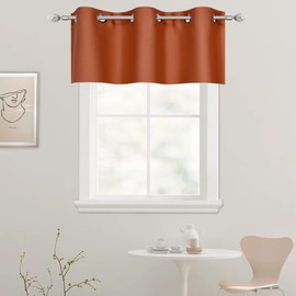 DECOVSUN Rust Valances for Windows 42X18 Inches Blackout Thermal Insulated Valance with Grommet Top for Kitchen Living Room Short Straight Drape Valance for Bedroom Kids Room 1 Panel