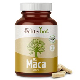 Achterhof Maca Capsules Organic 180 Pieces, High Dose with 3000 mg Maca Powder per Daily Dose, Vegan, 100% Pure Maca Root from Peru
