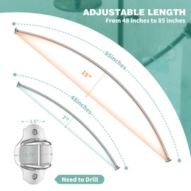 Mcrbeay Curved Shower Curtain Rod, Adjustable 48-85 inches Extra Wide Curved Shower Rods for Bathroom, Rust proof Shower Rod, Stainless Steel Curved Curtain Rod for Shower, Bathtub, Brushed Nickel