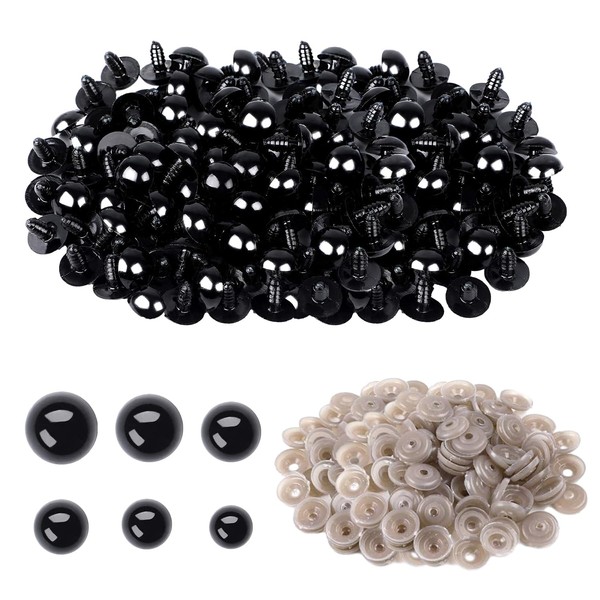 ZIOYA Amigurumi 700pcs Safety Eyes Crochet Crochet Knitting Stuffing Plush Toy with Safety Nose Washers Plastic for DIY Plush Puppets Puppets Crafts (Black)
