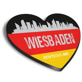 1x Heart MDF Magnet 6cm - Wiesbaden Germany Flag German Travel - Fridge Locker Office Whiteboard Toolbox #58965