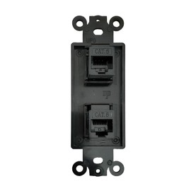 BUPLDET 2 Port CAT6 Ethernet Insert Wall Plate Black - CAT 6 RJ45 Network Keystone Insert Cover Plate for Midsize/Oversize Wallplate