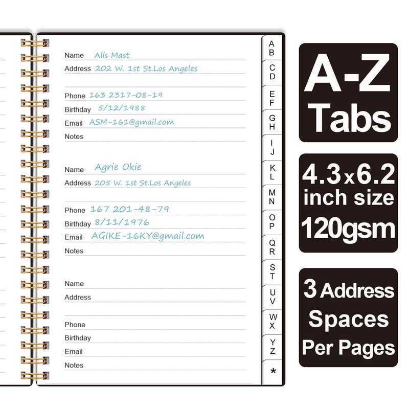 Address Book with Alphabetical Tabs - Telephone & Address Book