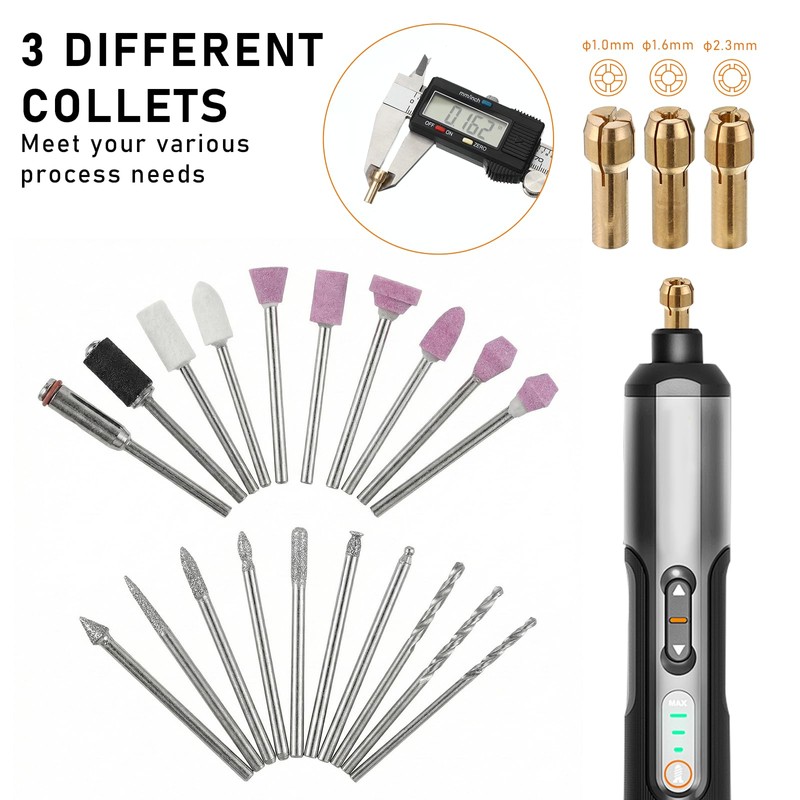 69 Pcs Rotary Tool Accessories Sanding Bits Kit 1.0/1.6/2.3mm Diameter
