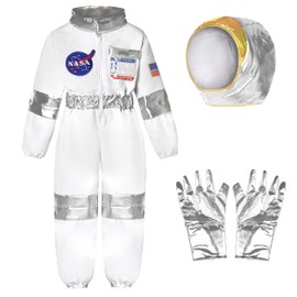 Nuehoryu NASA Pilot Costume for Kids Astronaut Boys Girls Space Jumpsuit (10-12 Years) White