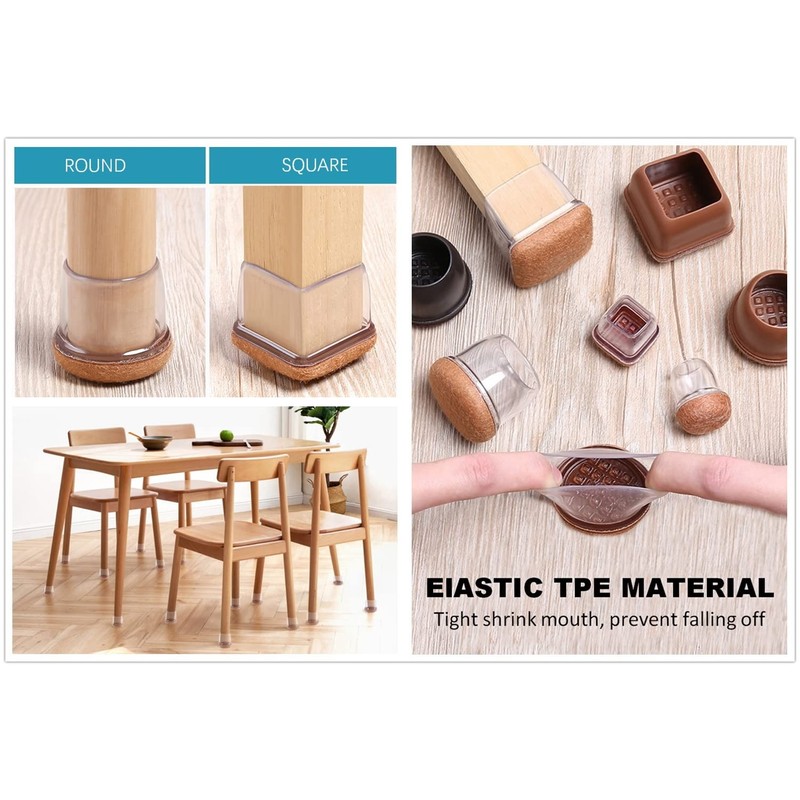 CONPHERON Pack of 16 Rubber Chair Leg Caps Furniture Chairs