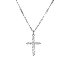 Cross Chain Necklace for Women Girls Cubic Zirconia Necklaces for Women Sterling Silver Faith Cross Necklaces for Daughter Sister Friend Birthday Christmas Presents