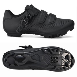 Mens Mountain Bike Cycling Shoes Women, MTB Bicycle Shoes Compatible with Shimano SPD Black Size US6