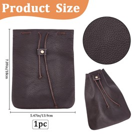 Beebeecraft Leather Bag for Jewellery 7 x 5.5 Inch Coffee Coin Dust Bag with Drawstring Wallets Made of Leather Coin Purse for Headphones