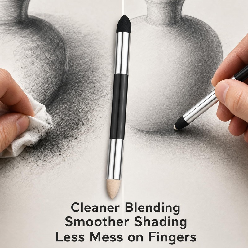 4pcs Blending Sponge Pens, Dual Tip Oil Pastel Blending Tools,