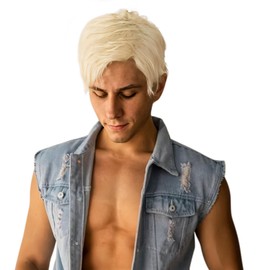 BECUS Mens Wigs Short Hair Blonde Wig Men for Men Natural Straight Short Men Wig Realistic for Cosplay Rockstar Party(Blonde)