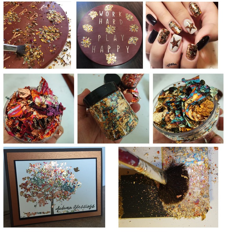 JINRUISI Gilding Flakes Variegated Gold Foils Leaf Flakes Gilding Craft