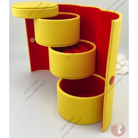 Bloomingdales Bloomingdale's Yellow Portable Travel Jewelry Organizer Holder Box 5" x 3" NEW