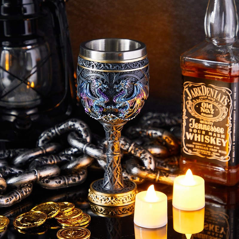 Jinei 2 Pcs Medieval Cups and Goblets Dragon Wine Goblet