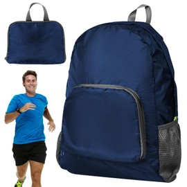 Foldable Backpack Lightweight, Waterproof Small Fishing Rucksack Packable Daypack for Travelling, Durable Ultralight Packable Practical Gifts Walking Backpack for Women Men Outdoor Camping (Navy)