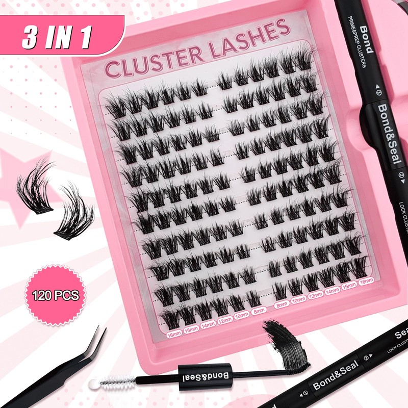 DIY Eyelash Extensions Set, 8-16 mm, Mixed Fluffy Eyelashes, Individual
